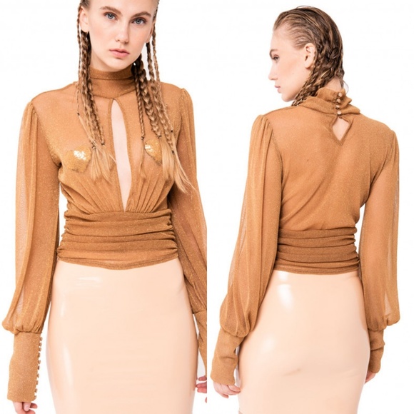 KIKI RIKI  SHEER V-NECKLINE BLOUSE 🆕 - Picture 1 of 8